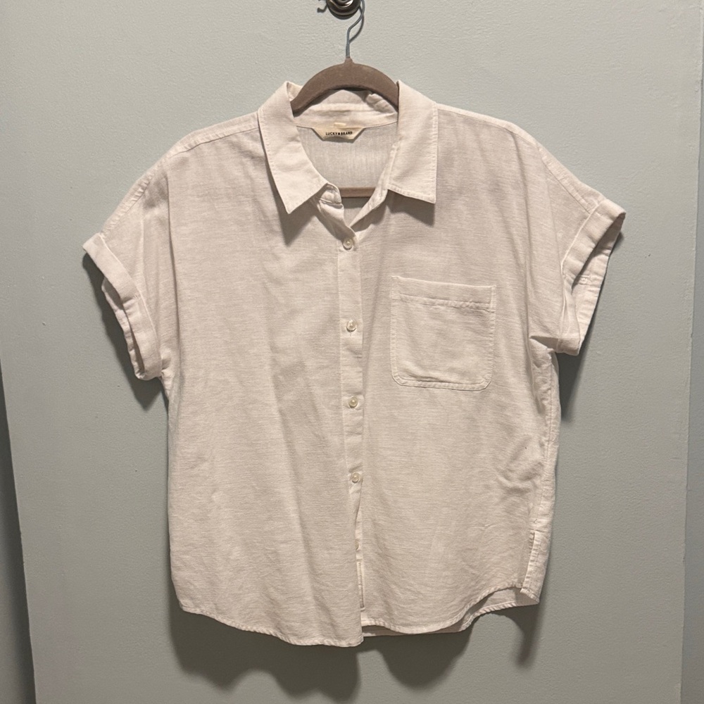 Lucky Brand White Button-Down Short Sleeve Shirt